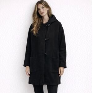 Vintage Mario De Pinto Oversized Black Wool Pea Coat Toggle Closure Made USA XL